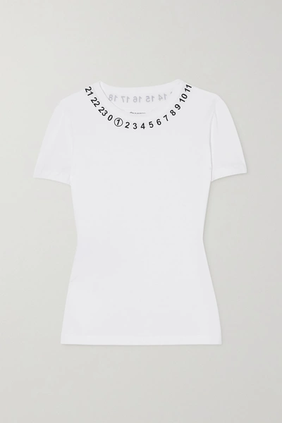 Shop Maison Margiela Printed Cotton-jersey T-shirt In White