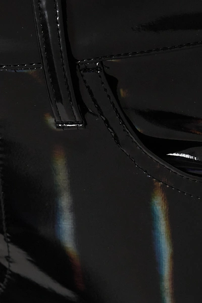 Shop Junya Watanabe Cropped Iridescent Faux Glossed-leather Skinny Pants In Black
