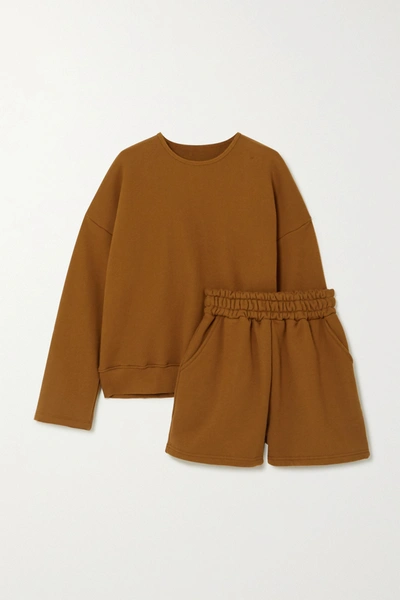 Shop The Frankie Shop Jamie Cotton-jersey Sweatshirt And Shorts Set In Brown