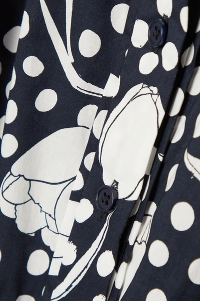 Shop Diane Von Furstenberg Zaria Belted Tiered Printed Cotton-poplin Shirt Dress In Navy