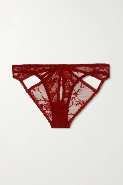 Shop Coco De Mer Sienna Lace Briefs In Red