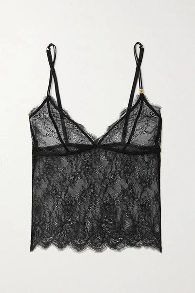 Shop Love Stories Dawn Cropped Stretch-lace Camisole In Black