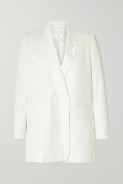 Shop Anine Bing Madeline Lyocell, Linen And Cotton-blend Blazer In Ivory