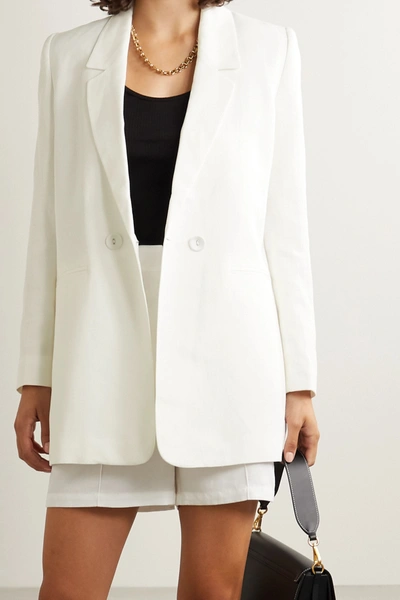 Shop Anine Bing Madeline Lyocell, Linen And Cotton-blend Blazer In Ivory
