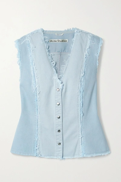 Shop Acne Studios + Net Sustain Frayed Patchwork Organic Denim Vest In Blue