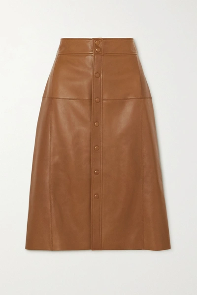 Shop Saint Laurent Leather Skirt In Brown