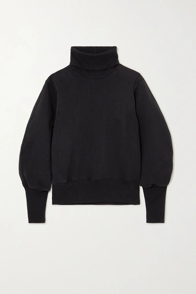 Shop Agolde Cotton-jersey Turtleneck Sweatshirt In Black