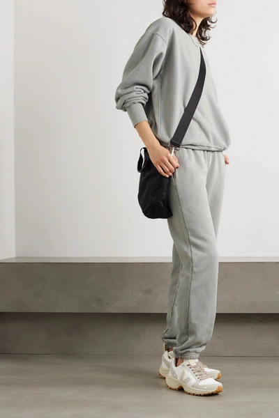Shop Les Tien Tie-dyed Cotton-jersey Track Pants In Gray