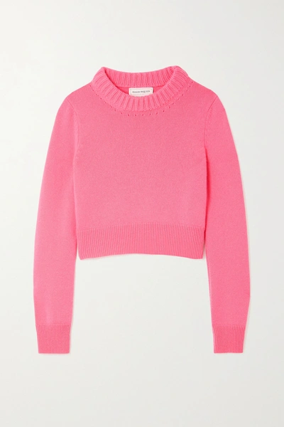 Shop Alexander Mcqueen Cropped Cashmere Sweater In Pink