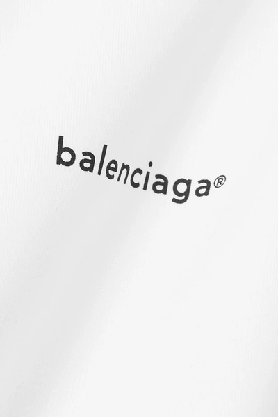 Shop Balenciaga Printed Cotton-jersey Hoodie In White