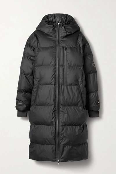 Shop Adidas By Stella Mccartney Hooded Quilted Shell Coat In Black
