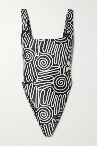 Shop Mara Hoffman + Net Sustain Idalia Printed Recycled Swimsuit In Black