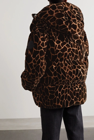 Shop Moncler Kundogi Animal-print Quilted Cotton-velvet Down Jacket In Brown