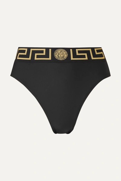 Versace Stretch Cotton Briefs With Logoed Elastic Band In Black