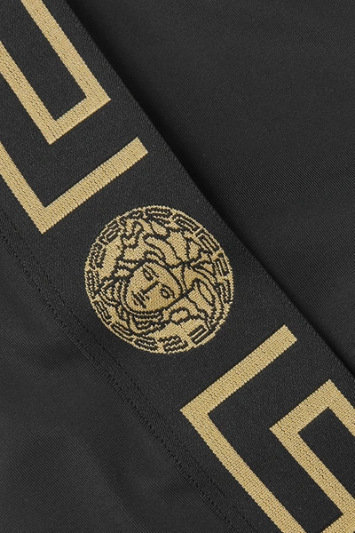 Versace Stretch Cotton Briefs With Logoed Elastic Band In Black