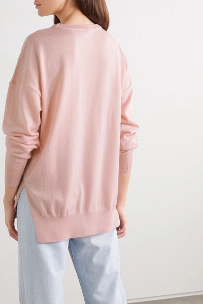 Shop Loewe + Ken Price La Palme Embroidered Wool-blend Sweater In Pink