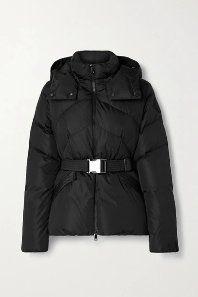 Shop Moncler Aloes Hooded Belted Quilted Shell Down Jacket In Black