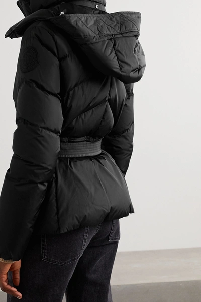 Shop Moncler Aloes Hooded Belted Quilted Shell Down Jacket In Black