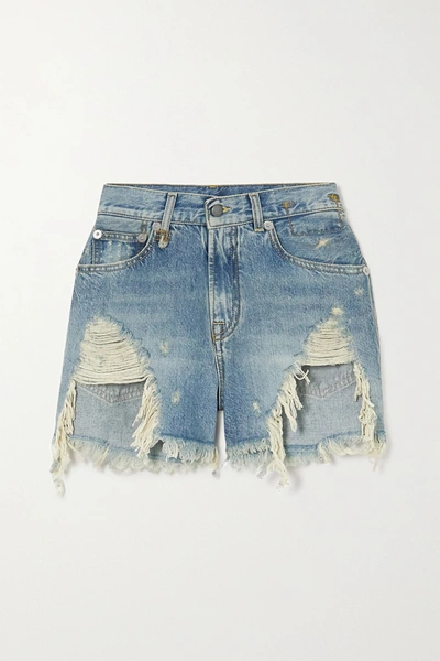 Shop R13 Distressed Denim Shorts In Light Denim