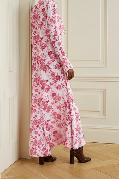 Shop The Vampire's Wife The Unconditional Pussy-bow Floral-print Silk-chiffon Maxi Dress In Pink