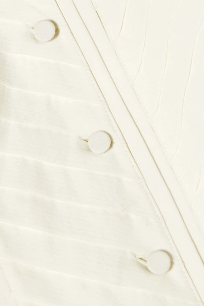 Shop Chloé Pleated Cotton-poplin Blouse In White