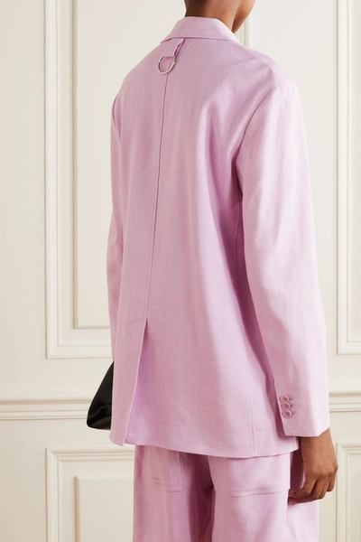 Shop Tibi Linen-blend Blazer In Lilac