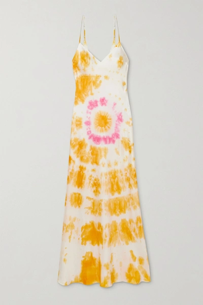 Shop Dannijo Tie-dyed Silk-satin Midi Dress In Orange