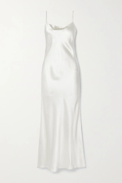 Shop Anine Bing Chloe Silk-satin Maxi Dress In Ivory