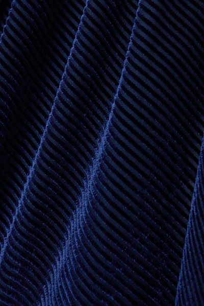 Shop Fendi Ruffled Devoré-velvet Midi Dress In Midnight Blue