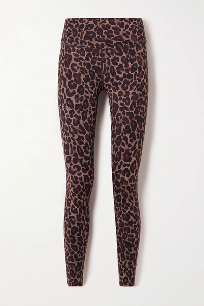 Shop Varley Luna Leopard-print Stretch Leggings In Brown