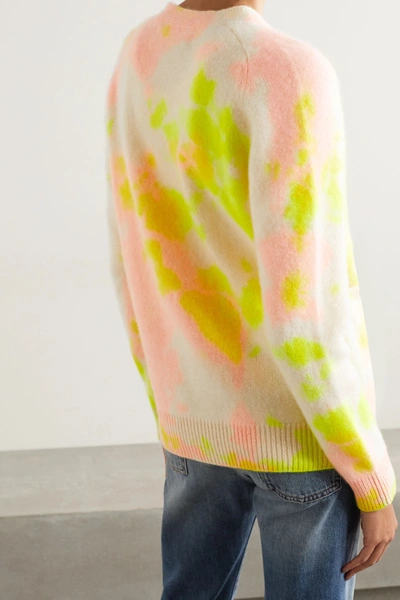 Shop The Elder Statesman Tie-dyed Cashmere Cardigan In Yellow