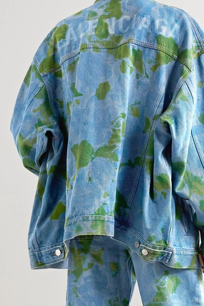 Shop Balenciaga Oversized Floral-print Denim Jacket In Blue