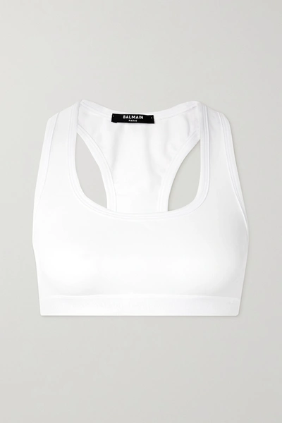 Shop Balmain Stretch-cotton Jersey Soft-cup Bra In White