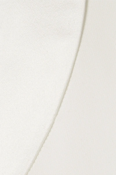 Shop Tom Ford Velvet Bow-embellished Draped Crepe Playsuit In White