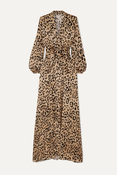 Shop Temperley London Piera Bow-detailed Leopard-print Hammered Silk-satin Gown In Leopard Print