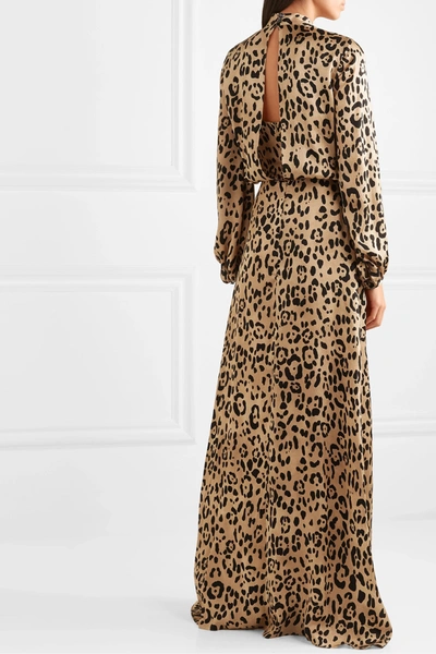 Shop Temperley London Piera Bow-detailed Leopard-print Hammered Silk-satin Gown In Leopard Print