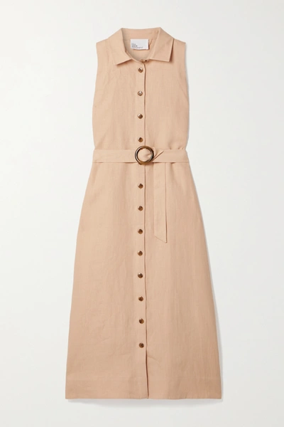 Shop Lisa Marie Fernandez + Net Sustain Alison Linen Midi Dress In Blush
