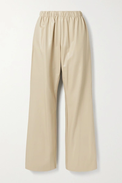 Shop Deveaux Savannah Faux Leather Wide-leg Pants In Beige
