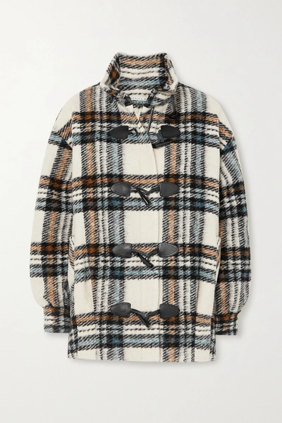 Shop Veronica Beard Cael Checked Wool-blend Coat In Ivory