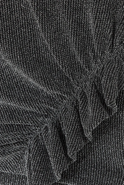 Shop Iro Noize Ruffled Wrap-effect Metallic Ribbed-knit Mini Dress In Black
