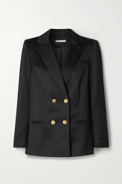 Shop Alice And Olivia Bergen Double-breasted Wool-blend Blazer In Black