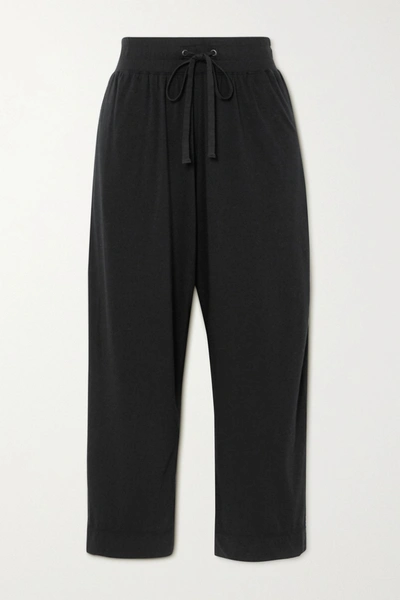 Shop James Perse Lotus Cotton-jersey Track Pants In Black