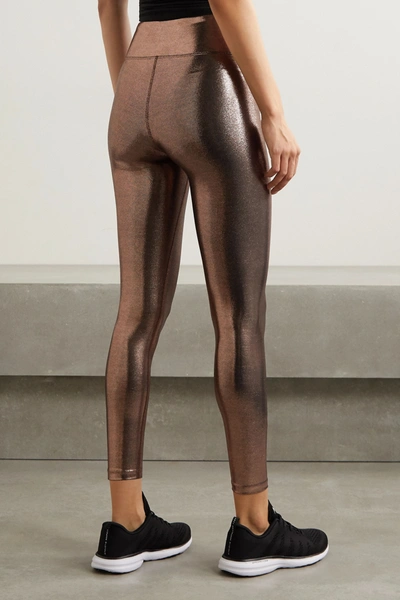 Shop Heroine Sport Marvel Metallic Stretch Leggings In Bronze