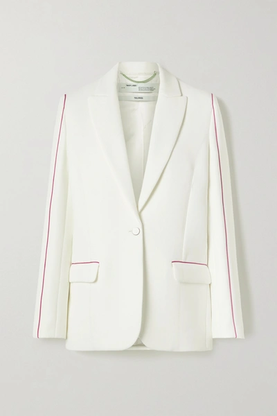 Shop Off-white Piped Printed Cady Blazer In Ivory