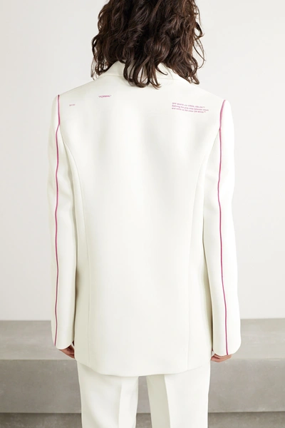 Shop Off-white Piped Printed Cady Blazer In Ivory