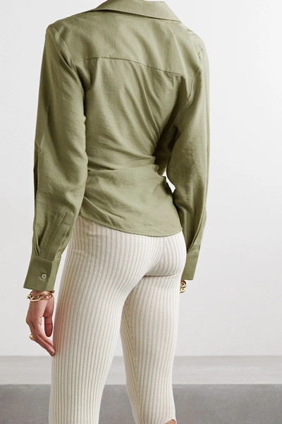 Shop Jacquemus Bahia Tie-front Twill Shirt In Army Green