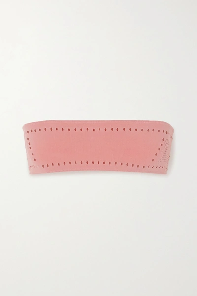 Shop Stella Mccartney Perforated Jersey Bandeau Bra In Pink