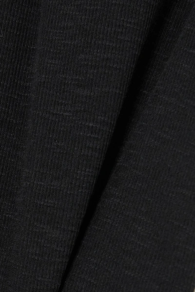 Shop Saint Laurent Ribbed Cotton-jersey Top In Black