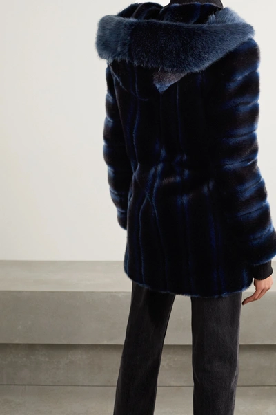 Shop Faz Not Fur Skate Moss Hooded Two-tone Faux Fur Coat In Black