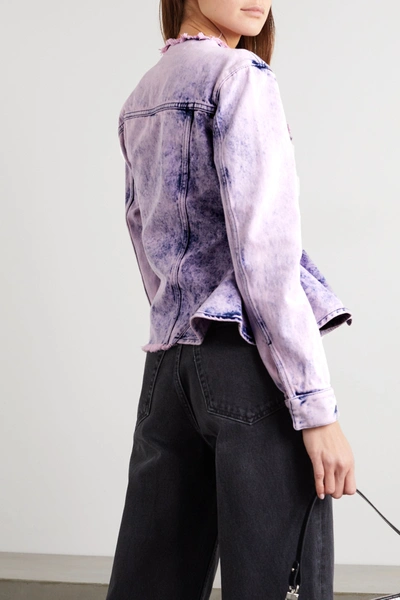 Shop Marques' Almeida Asymmetric Frayed Acid-wash Denim Jacket In Pink